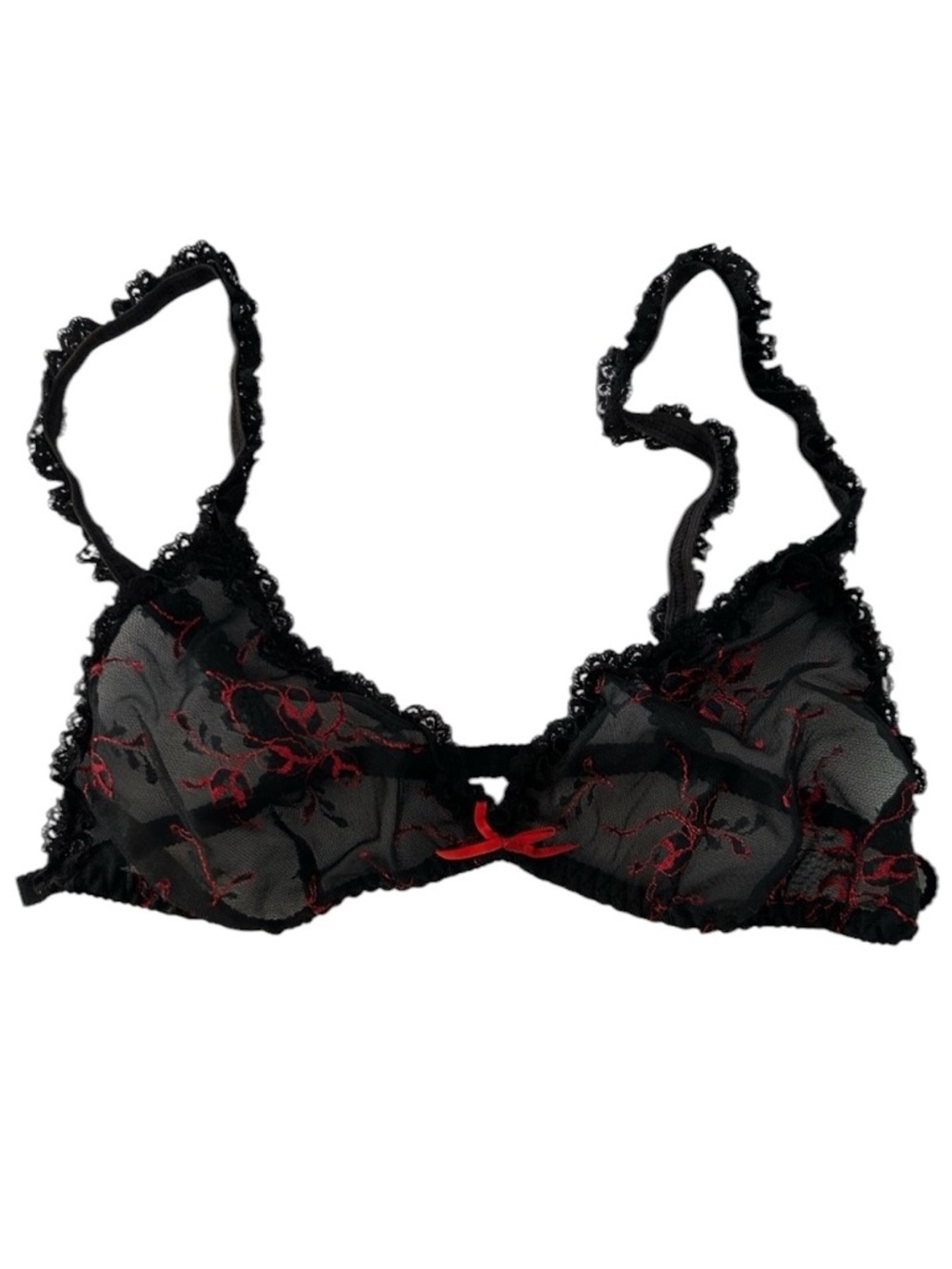 Bestform Size 34 Red & Black Lace Vintage Bra